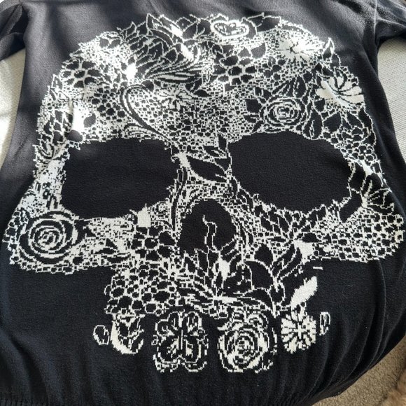 Mad Love Black Floral Skull Sweater Dress - Picture 3 of 5